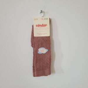 NWT Condor Cotton Crochet knee-high Socks In Praline, Size 4